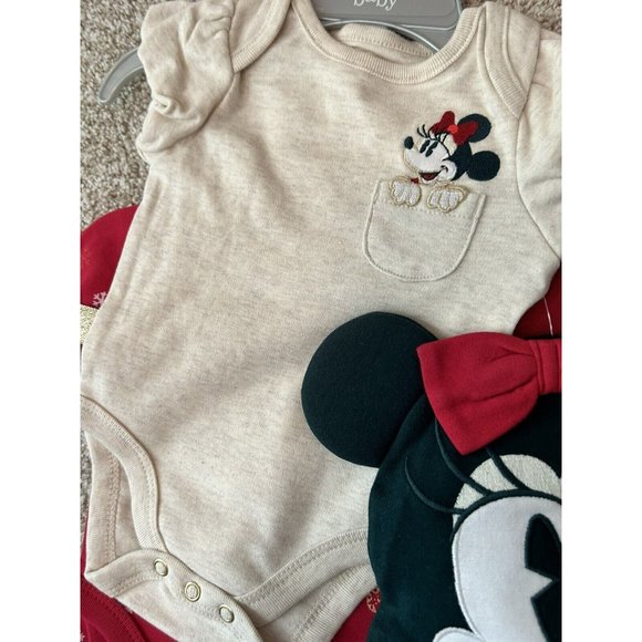 Disney Store Baby Minnie Mouse Body Suit Holiday Set 0-3mo - Picture 2 of 6